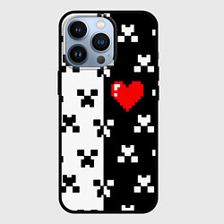 Чехол для iPhone 13 Pro Minecraft pattern love, цвет: 3D-черный