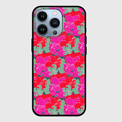 Чехол для iPhone 13 Pro Красные синие желтые цветы лилии, цвет: 3D-черный