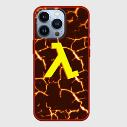 Чехол для iPhone 13 Pro Half life разломы блэк меса, цвет: 3D-красный