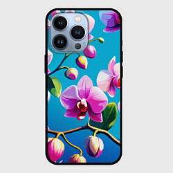 Чехол для iPhone 13 Pro Орхидея цветы паттерн, цвет: 3D-черный