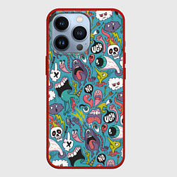 Чехол для iPhone 13 Pro Тьфу ты монстры, цвет: 3D-красный
