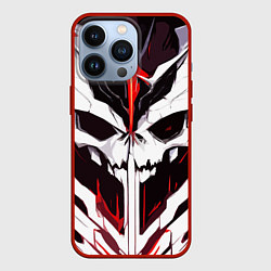 Чехол для iPhone 13 Pro Абстрактный белый череп и красные полосы, цвет: 3D-красный