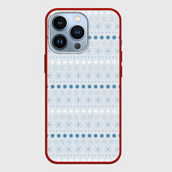 Чехол для iPhone 13 Pro Светлый паттерн со снежинками, цвет: 3D-красный
