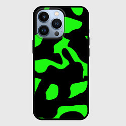 Чехол для iPhone 13 Pro Зелёный камуфляж милитари, цвет: 3D-черный