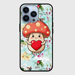Чехол для iPhone 13 Pro Мухомор с сердечком милый, цвет: 3D-черный
