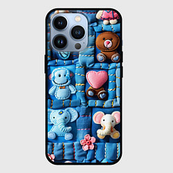 Чехол для iPhone 13 Pro Слоники на пэчворк, цвет: 3D-черный