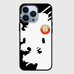 Чехол для iPhone 13 Pro СССР текстура герб, цвет: 3D-черный