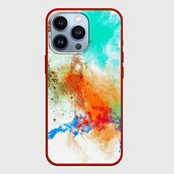 Чехол для iPhone 13 Pro Штрихи красок цветные, цвет: 3D-красный