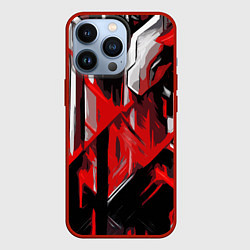 Чехол для iPhone 13 Pro Red and white abstraction on a black background, цвет: 3D-красный