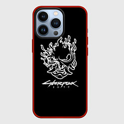 Чехол для iPhone 13 Pro Cyberpunk 2077 white, цвет: 3D-красный