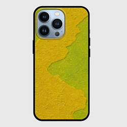 Чехол для iPhone 13 Pro Желтое пятно на зеленой стене, цвет: 3D-черный