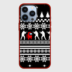 Чехол для iPhone 13 Pro Among us x cs go, цвет: 3D-красный