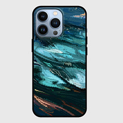 Чехол для iPhone 13 Pro Тёмный синий морская абстракция, цвет: 3D-черный