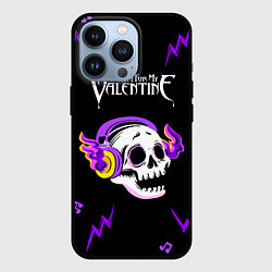 Чехол для iPhone 13 Pro Bullet For My Valentine неоновый череп, цвет: 3D-черный