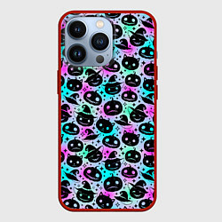 Чехол для iPhone 13 Pro Halloween - тыквы на неоновом фоне, цвет: 3D-красный