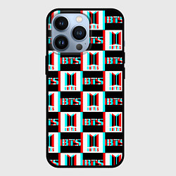 Чехол для iPhone 13 Pro BTS glitch pattern, цвет: 3D-черный