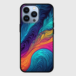 Чехол для iPhone 13 Pro Перья эбру абстракция, цвет: 3D-черный