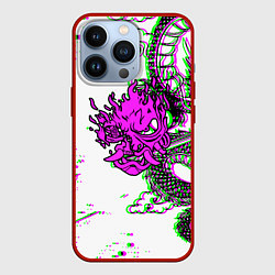 Чехол для iPhone 13 Pro Cyberpunk neon dragon, цвет: 3D-красный