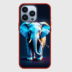 Чехол для iPhone 13 Pro Синий геометрический слон, цвет: 3D-красный