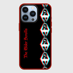 Чехол для iPhone 13 Pro The Elder Scrolls glitch logo, цвет: 3D-красный