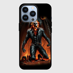 Чехол для iPhone 13 Pro Байкер с черепом на цепях, цвет: 3D-черный