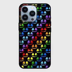 Чехол для iPhone 13 Pro Marshmello pattern neon, цвет: 3D-черный