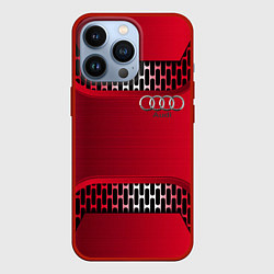 Чехол для iPhone 13 Pro Audi metal steel, цвет: 3D-красный