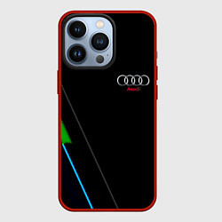 Чехол для iPhone 13 Pro AUDI geometry line, цвет: 3D-красный