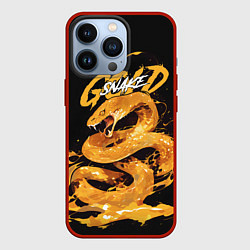 Чехол для iPhone 13 Pro Gold snake, цвет: 3D-красный