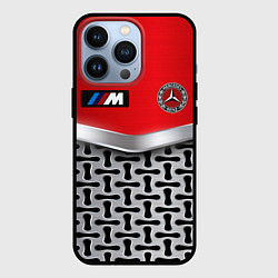 Чехол для iPhone 13 Pro BMW x mercedes texture, цвет: 3D-черный