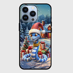 Чехол для iPhone 13 Pro Новогодняя змейка с подарками, цвет: 3D-черный