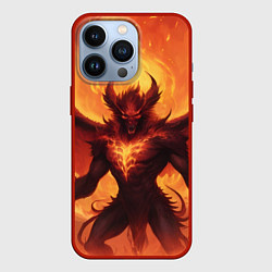 Чехол для iPhone 13 Pro Страшный огненный монстр, цвет: 3D-красный