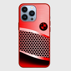 Чехол для iPhone 13 Pro BMW carbon texture, цвет: 3D-красный