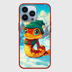 Чехол для iPhone 13 Pro Змейка в сказочном городе, цвет: 3D-красный