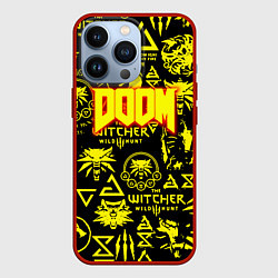 Чехол для iPhone 13 Pro Doom x Witcher, цвет: 3D-красный