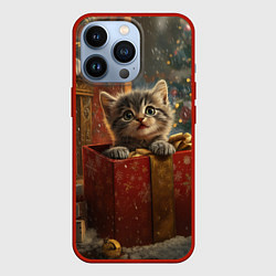 Чехол для iPhone 13 Pro Новогодний милый котенок в подарок, цвет: 3D-красный