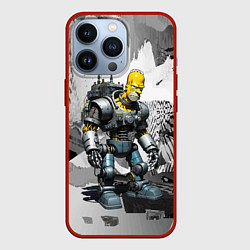 Чехол для iPhone 13 Pro Homer Simpson cool cyborg - ai art fantasy, цвет: 3D-красный