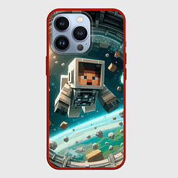 Чехол для iPhone 13 Pro An astronaut in outer space - Minecraft, цвет: 3D-красный