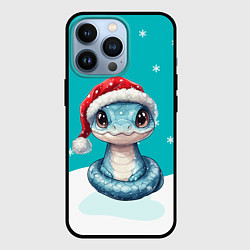 Чехол для iPhone 13 Pro Новогодняя голубая змейка символ 2025, цвет: 3D-черный