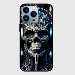 Чехол для iPhone 13 Pro Кибер череп в наушниках - нейроарт, цвет: 3D-черный