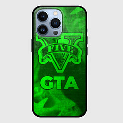 Чехол для iPhone 13 Pro GTA - green gradient, цвет: 3D-черный