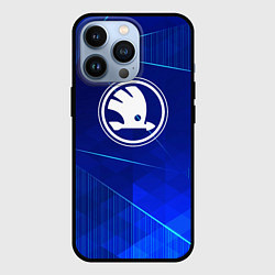 Чехол для iPhone 13 Pro Skoda blue poly, цвет: 3D-черный