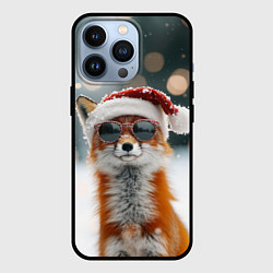 Чехол для iPhone 13 Pro Новогодняя лисица в круглых очках, цвет: 3D-черный