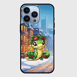 Чехол для iPhone 13 Pro Змейка новогодний антураж, цвет: 3D-черный