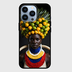 Чехол для iPhone 13 Pro Африканка с фруктами, цвет: 3D-черный
