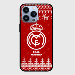 Чехол для iPhone 13 Pro Новогодний Real Madrid с оленями, цвет: 3D-черный