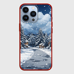 Чехол для iPhone 13 Pro Новогодняя дорога во двор, цвет: 3D-красный