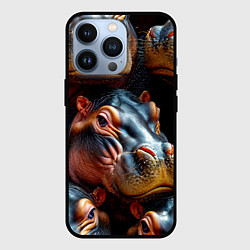 Чехол для iPhone 13 Pro Бегемоты, цвет: 3D-черный