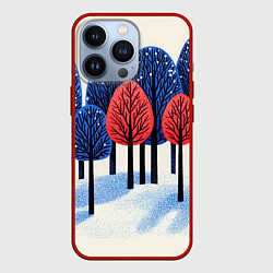 Чехол для iPhone 13 Pro Красно-синие елки, цвет: 3D-красный