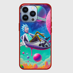 Чехол для iPhone 13 Pro Рик в космической лодке - сюрреализм, цвет: 3D-красный